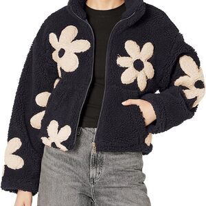Blank NYC Black and Cream Teddy Bomber Jacket